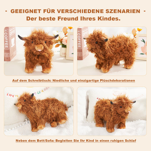 Braunes Plüsch-Hochlandkuh-Kinderspielzeug