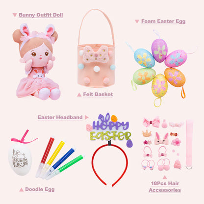 Osterangebot - Personalisiertes Hasenmädchen-Plüschpuppen-Geschenkset