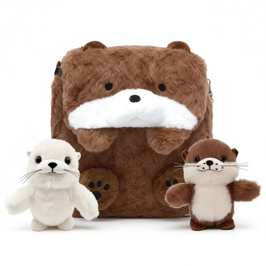 Kawaii Seeotter-Weichtasche, wandelbarer Rucksack in Schultertasche