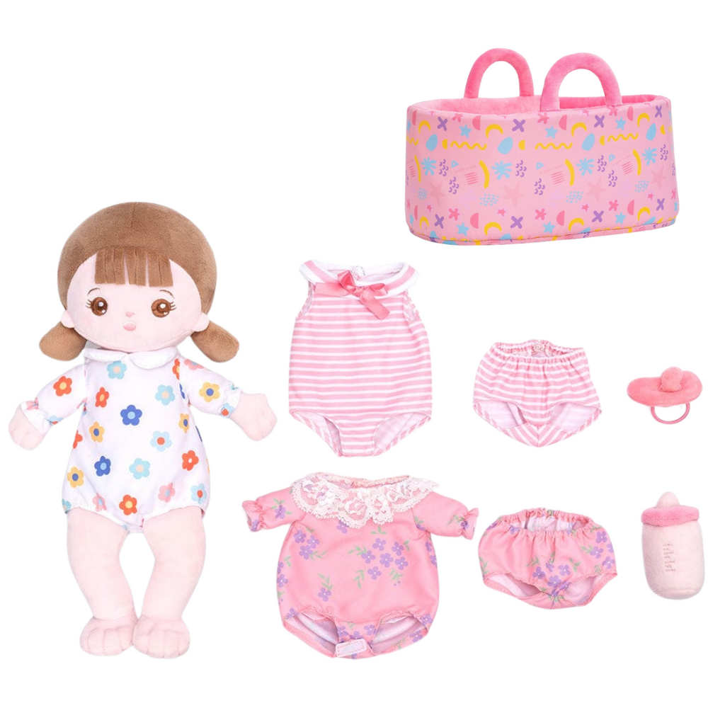 Mini Weiße Personalisierte Plüschpuppen mit Wechselbarem Outfit