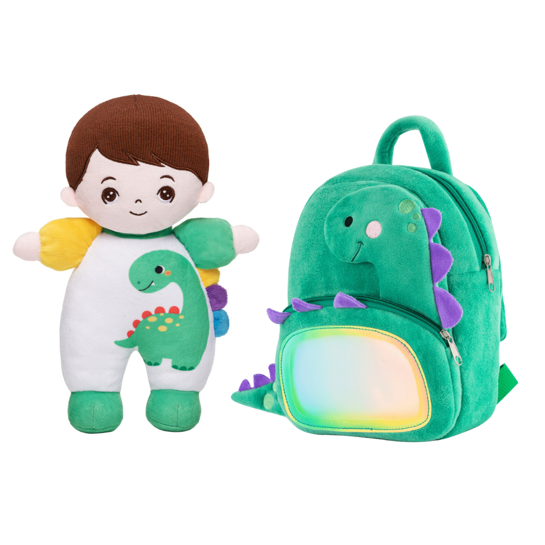Geschenkset mit weicher Babypuppe und Rucksack