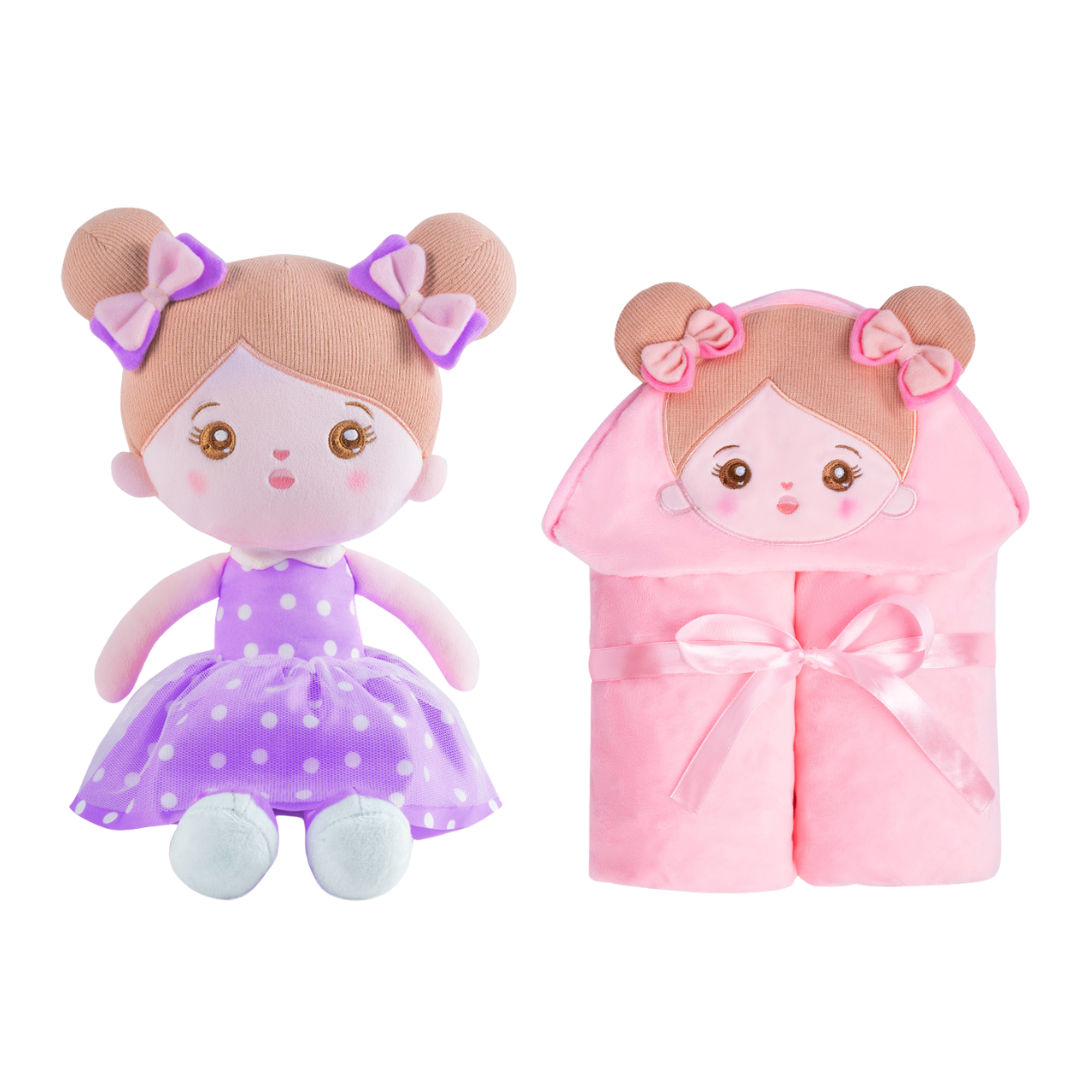 Personalisierte Puppe und 89 cm große, weiche Babydecke (Set)