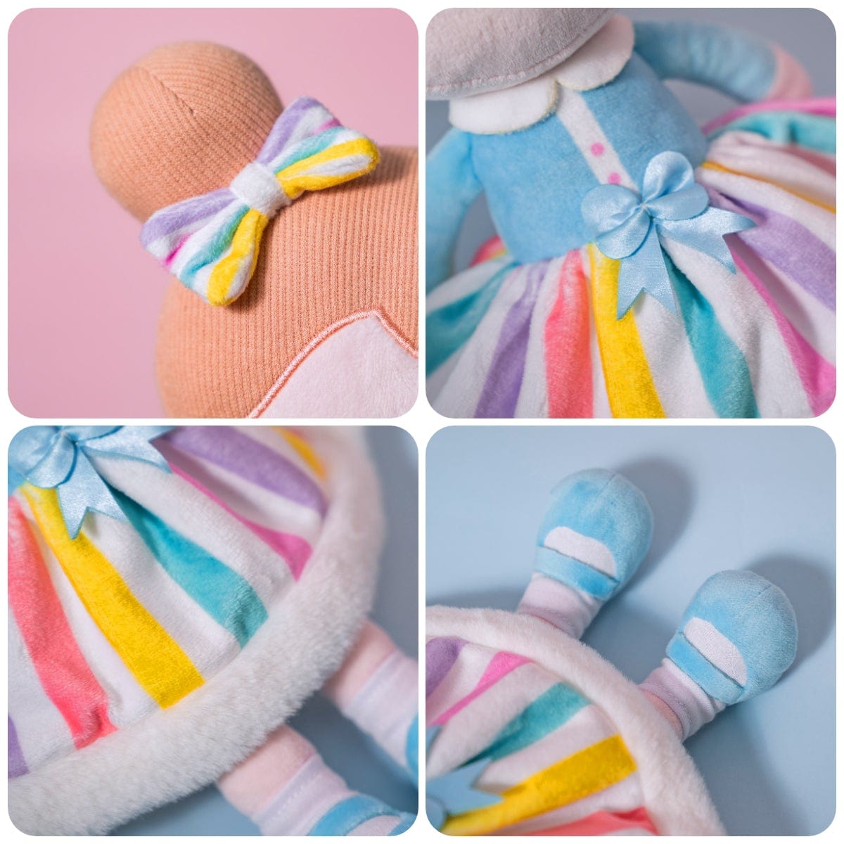 Puppenia Personalisierte Plüschpuppe mit Regenbogenrock und Regenbogenwimpern Regenbogen🌈