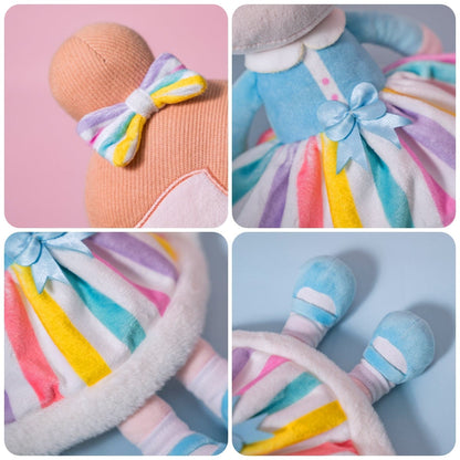 Puppenia Personalisierte Plüschpuppe mit Regenbogenrock und Regenbogenwimpern Regenbogen🌈