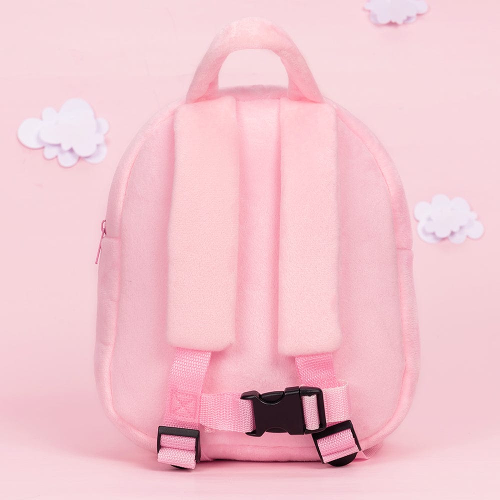 OUOZZZ Personalisierter Plüschrucksack Rosa mit Offenen Augen im Schwarzes Haar