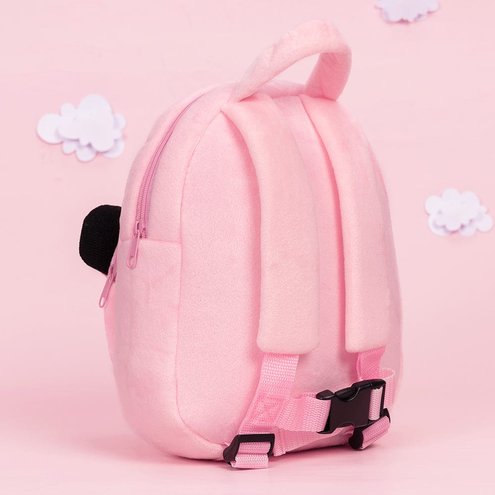 OUOZZZ Personalisierter Plüschrucksack Rosa mit Offenen Augen im Schwarzes Haar
