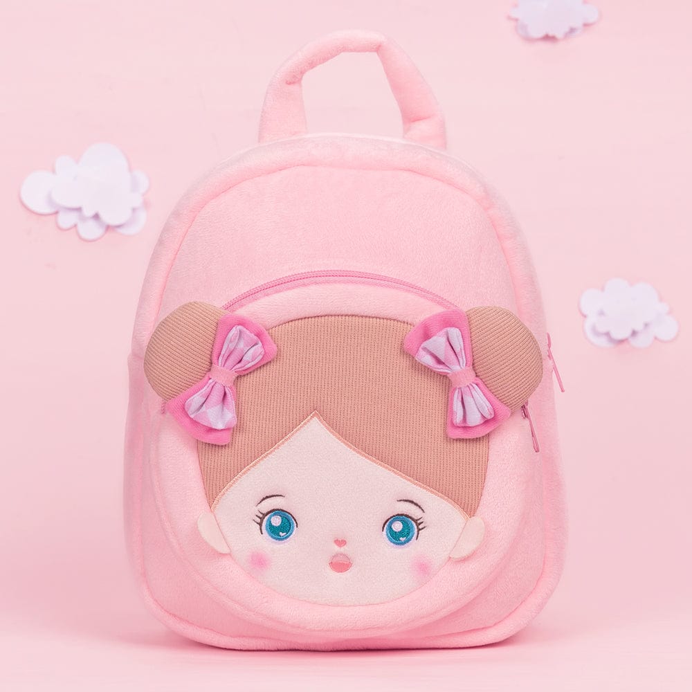 OUOZZZ Personalisierter Plüschrucksack Rosa mit Blaue Offenen Augen