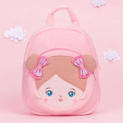OUOZZZ Personalisierter Plüschrucksack Rosa mit Blaue Offenen Augen