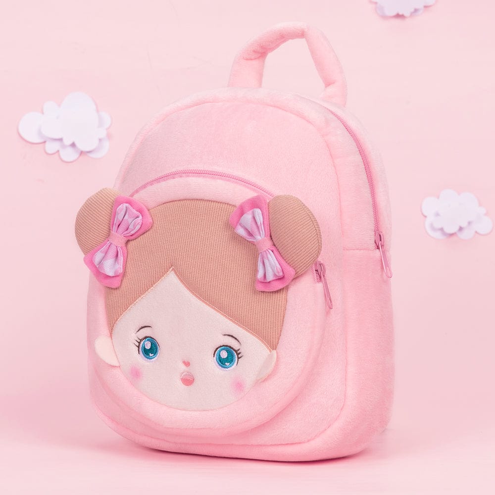 OUOZZZ Personalisierter Plüschrucksack Rosa mit Blaue Offenen Augen