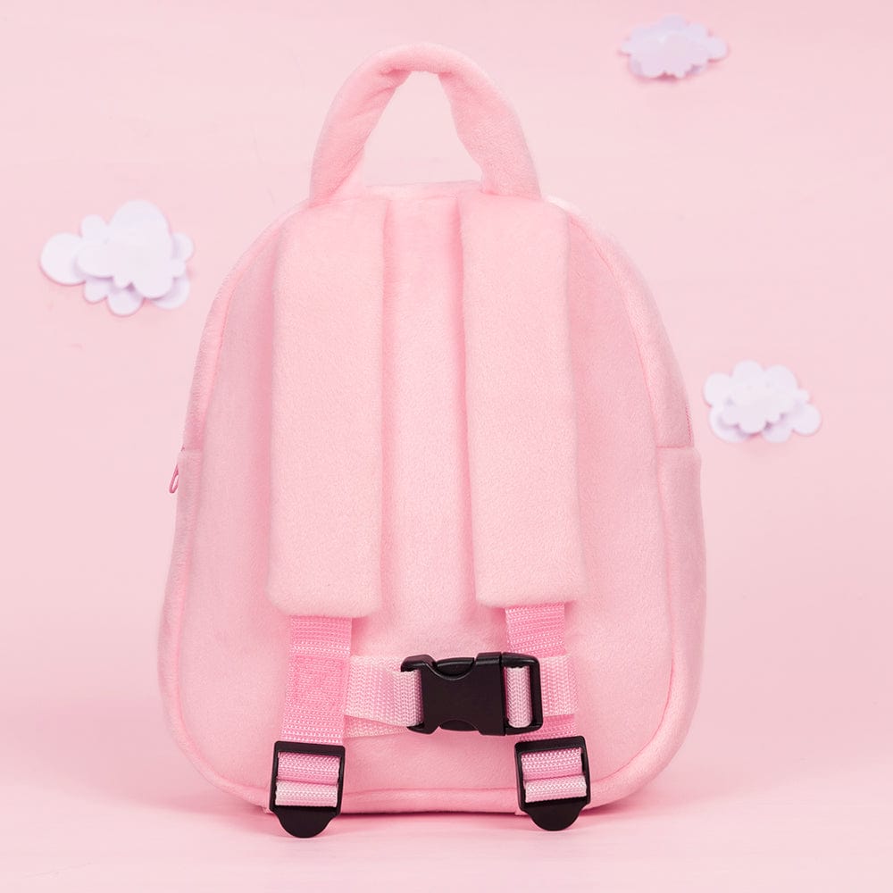 OUOZZZ Personalisierter Plüschrucksack Rosa mit Blaue Offenen Augen