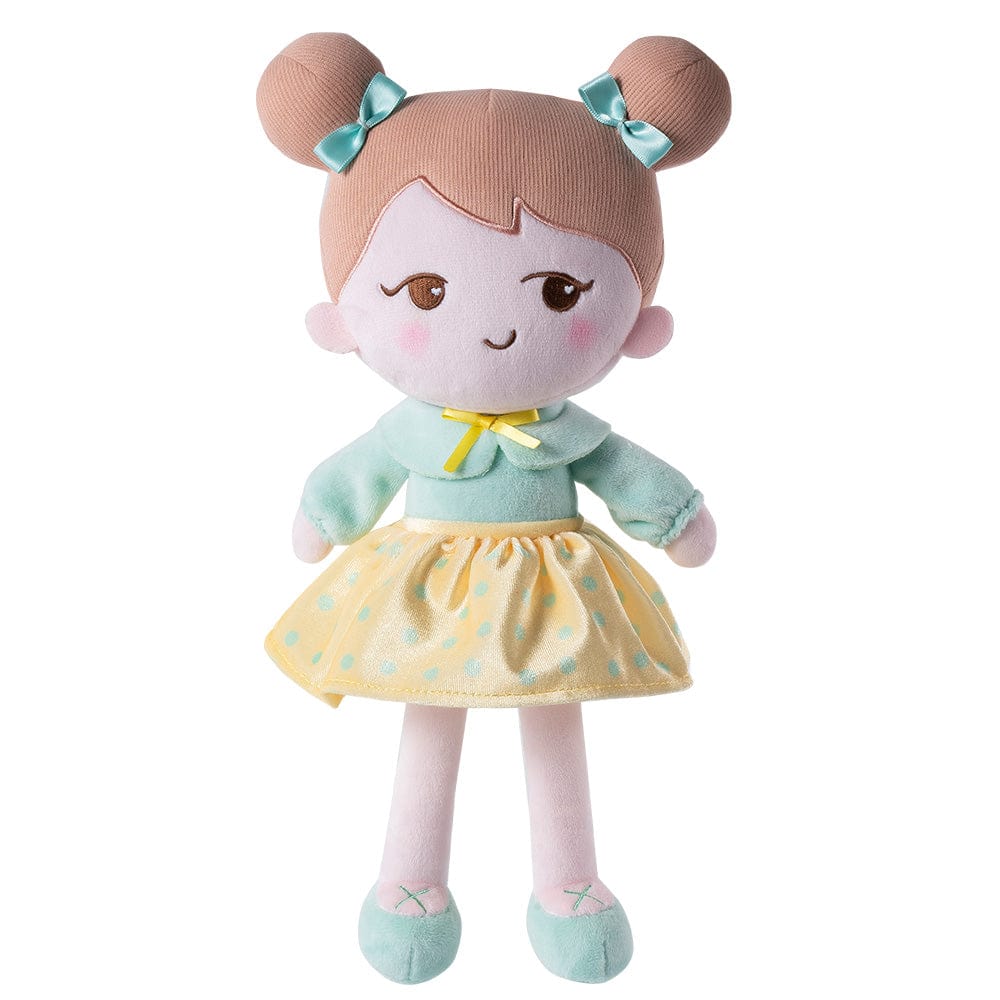 Personalizedoll Personalisierte Plüschpuppen mit schelmischem Ausdruck im Hellgrünen Kleid