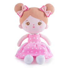 Laden Sie das Bild in den Galerie-Viewer, Puppenia Personalisierte Plüschpuppen mit Offenen Augen im Kleid mit Rosa Punkten-1 Punkte Rosen🌸