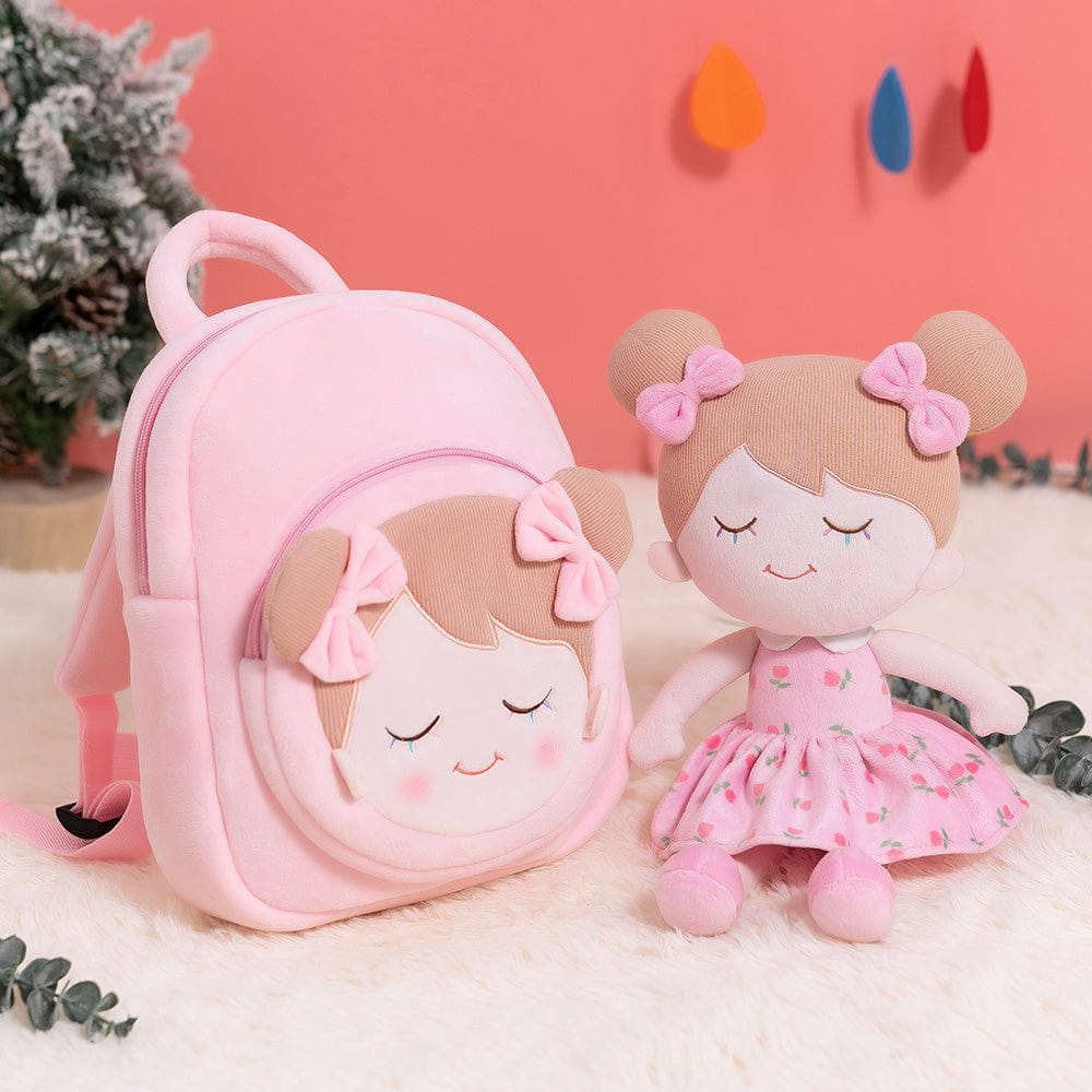 Personalizedoll Personalisierter Plüschrucksack Rosa Rosa Rucksack🎒+Rose🌷
