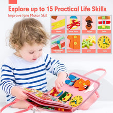 Laden Sie das Bild in den Galerie-Viewer, Personalisiertes Beschäftigungsbrett Plüsch-Montessori-Spielzeug für Kleinkinder
