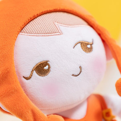Puppenia Personalisierte Plüschpuppe mit orangefarbenem Fuchskostüm und verspieltem Gesichtsausdruck Fuchs🦊