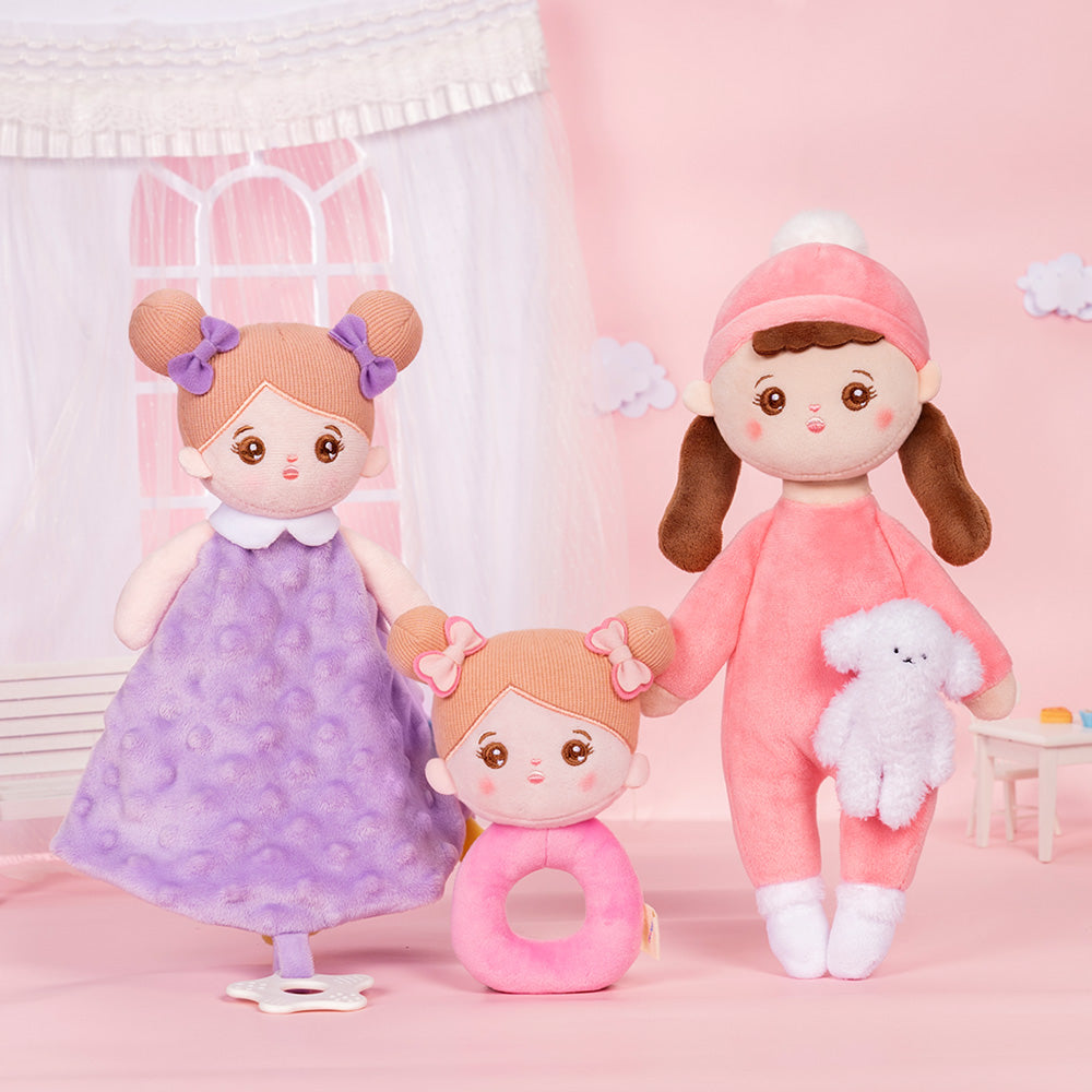 Mini Rosa Personalisierte Plüschpuppen mit Zöpfe