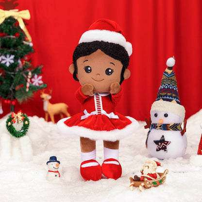 Tiefen Teint Personalisierte Plüschpuppen im Rotes Weihnachtsoutfit