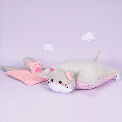 Personalisierte Plüsch-Katzenpuppe & Kissen & Beruhigendes Handtuch Geschenkset