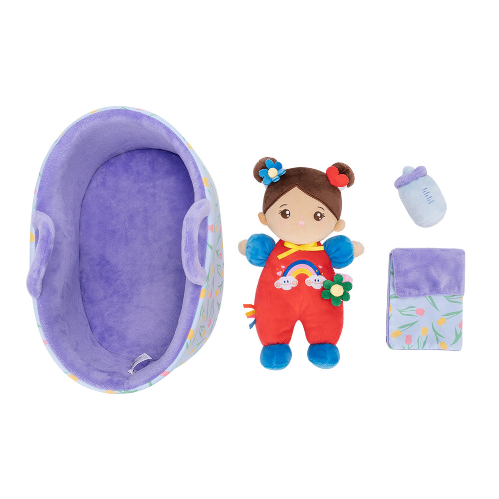 Mini Personalisierte Plüschpuppen mit Offenen Augen im Braune Haut & Geschenkset