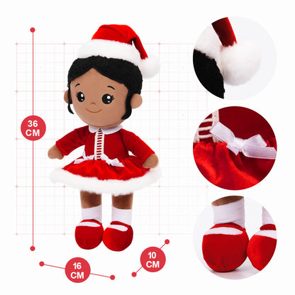 Tiefen Teint Personalisierte Plüschpuppen im Rotes Weihnachtsoutfit