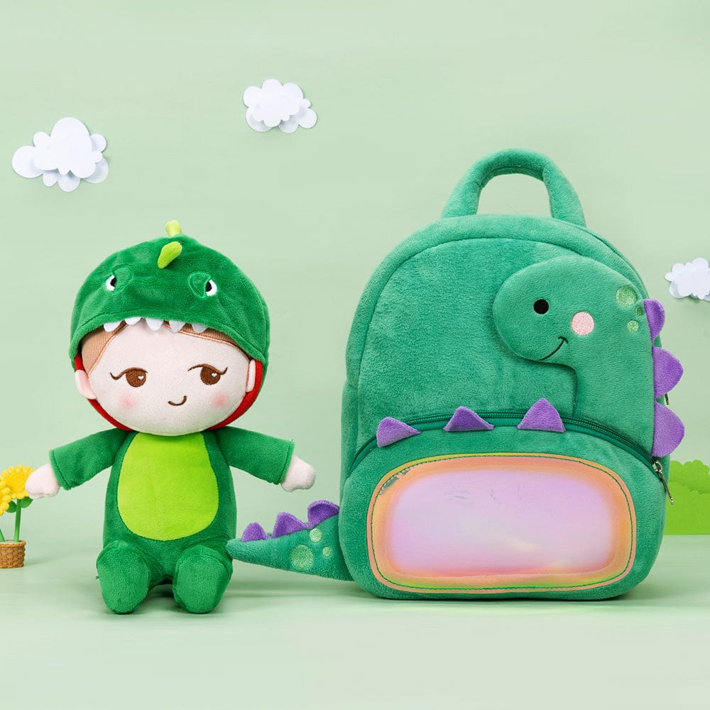 Puppenia Originelles Design Persönlichkeit süßes Mädchen Plüschpuppe-1 Dinosaurier🦕+Rucksack