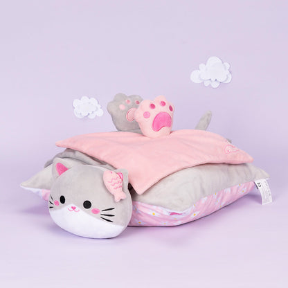 Personalisierte Plüsch-Katzenpuppe & Kissen & Beruhigendes Handtuch Geschenkset