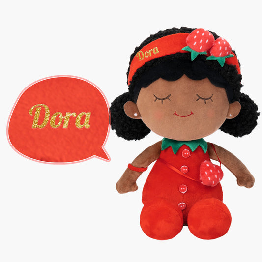 Tiefen Teint Personalisierte Plüschpuppen im Erdbeerrotes Outfit