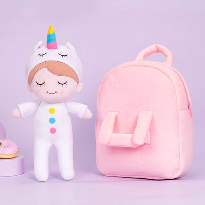 Personalizedoll Einhorn Pyjama Personalisierte Plüschfigur Rosa Rucksack🎒