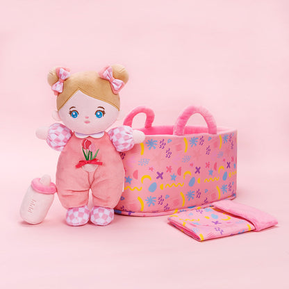 Mini Personalisierte Plüschpuppen mit Offenen Blaue Augen & Geschenkset
