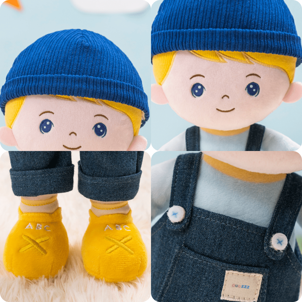 OUOZZZ Personalisierte Plüschpuppe für Jungen mit Blonde und Blaue Augen