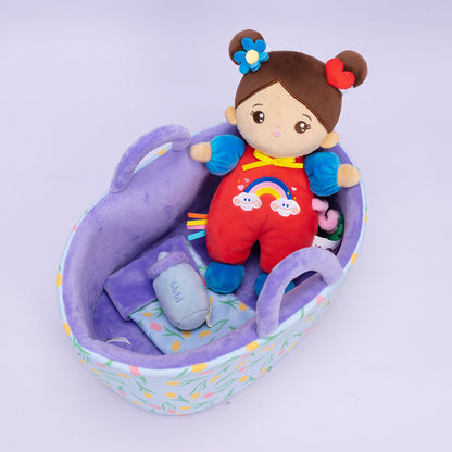 Mini Personalisierte Plüschpuppen mit Offenen Augen im Braune Haut & Geschenkset