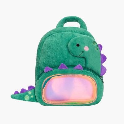 Personalisierter Plüschrucksack Grüner Dinosaurier
