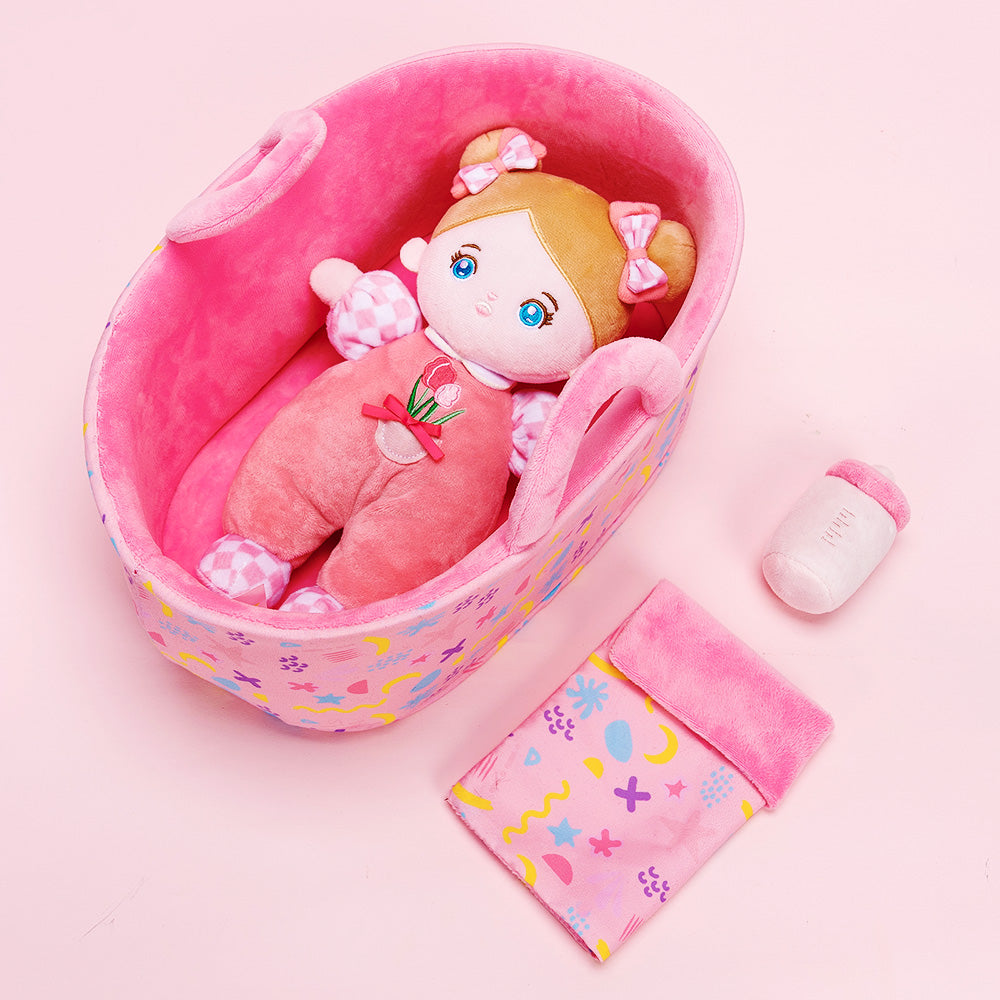 Mini Personalisierte Plüschpuppen mit Offenen Blaue Augen & Geschenkset