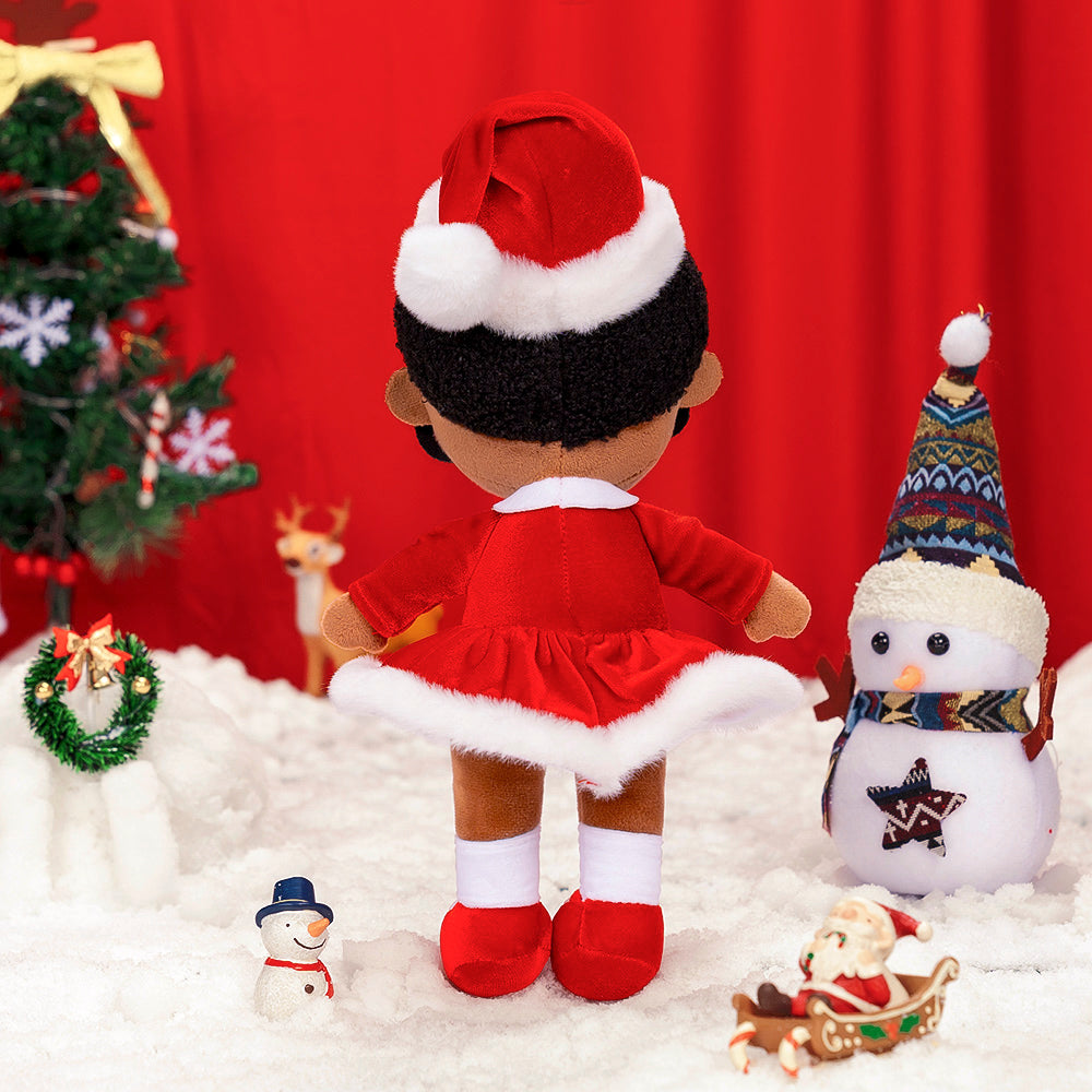 Tiefen Teint Personalisierte Plüschpuppen im Rotes Weihnachtsoutfit