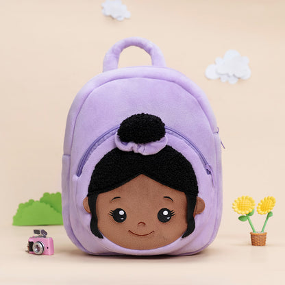Tiefen Teint Personalisierter Plüschrucksack Lila mit Offenen Augen