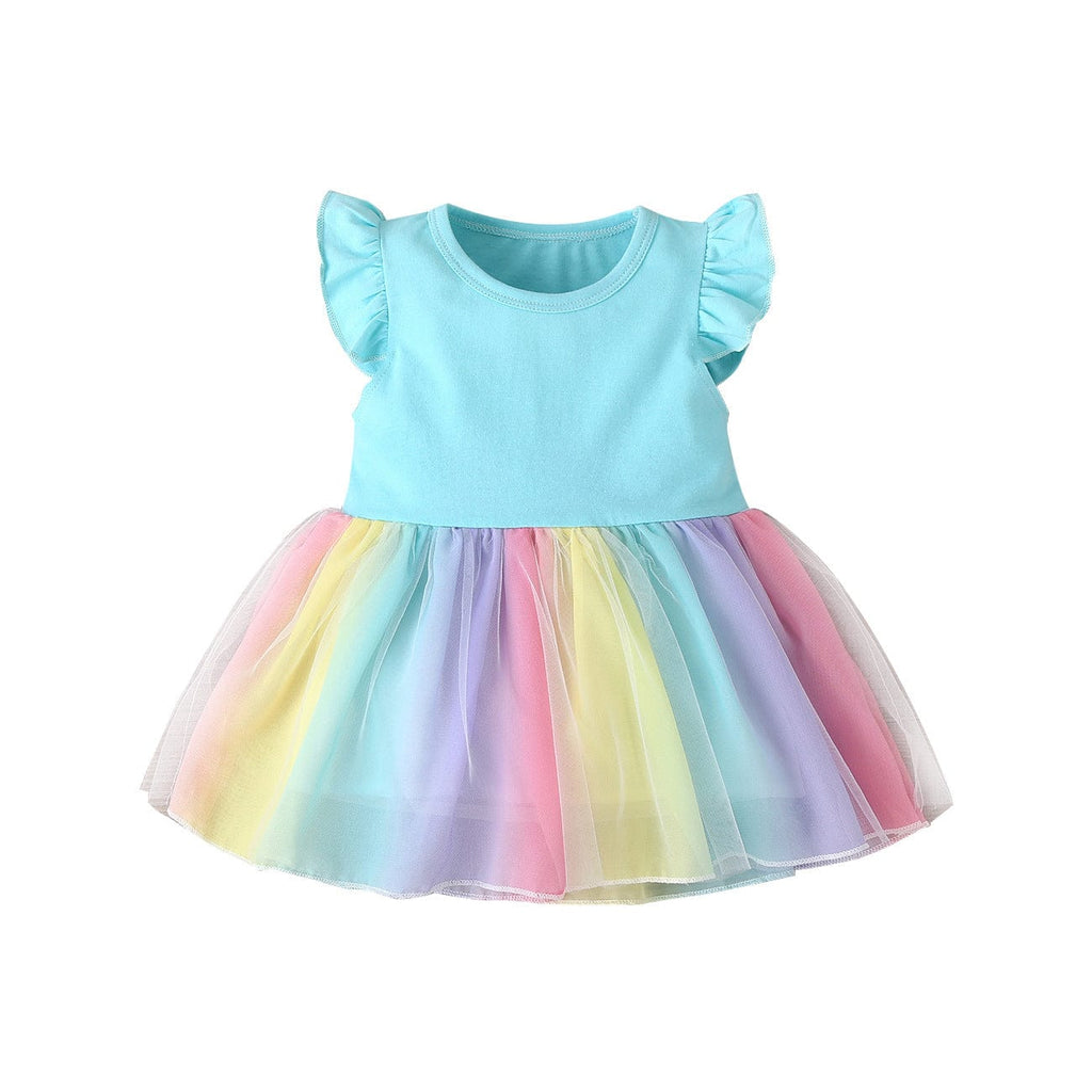 OUOZZZ Rainbow Baby Dress Blue / 90
