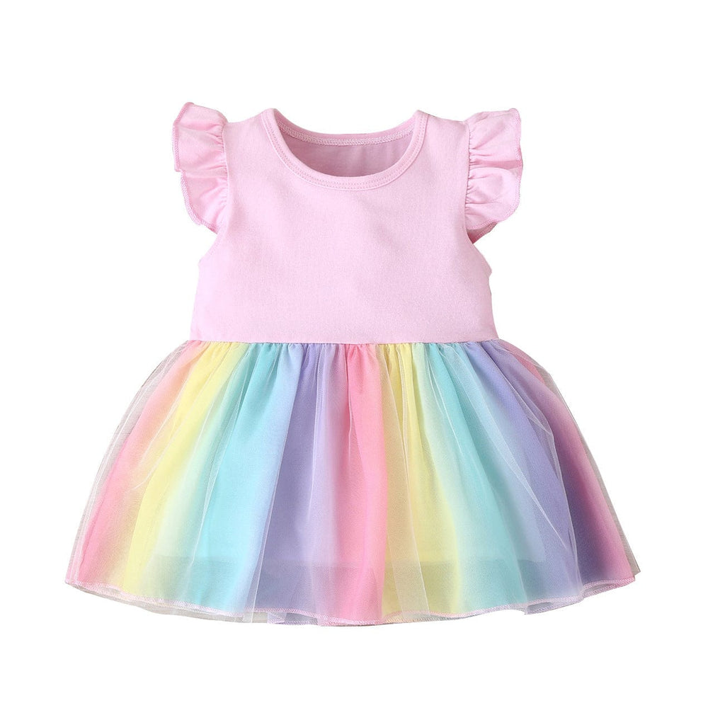 OUOZZZ Rainbow Baby Dress Pink / 90
