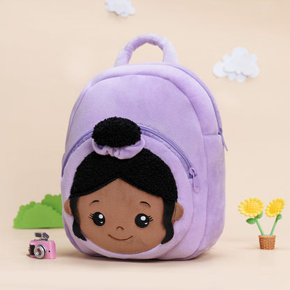 Tiefen Teint Personalisierter Plüschrucksack Lila mit Offenen Augen