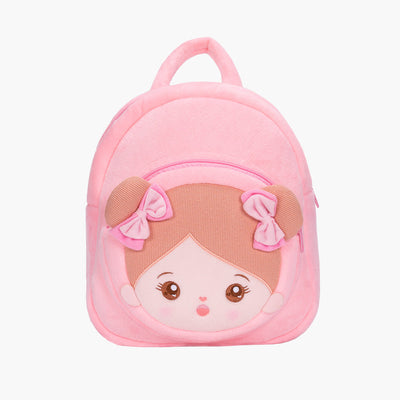 Personalisierter Plüschrucksack Rosa mit Offenen Augen