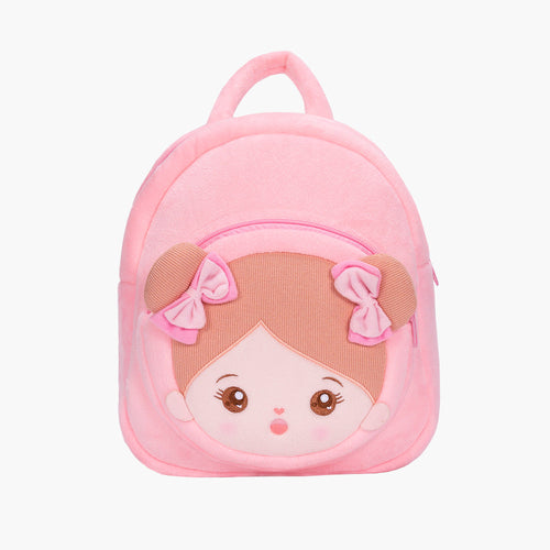 Personalisierter Plüschrucksack Rosa mit Offenen Augen