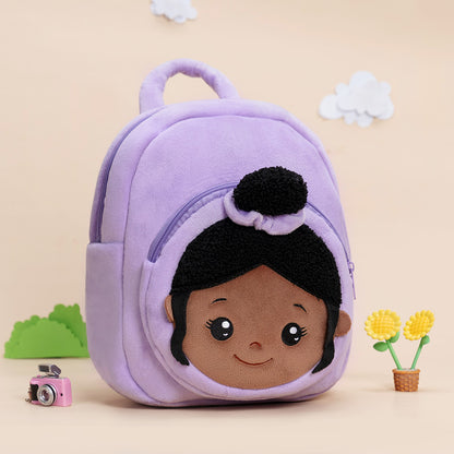 Tiefen Teint Personalisierter Plüschrucksack Lila mit Offenen Augen