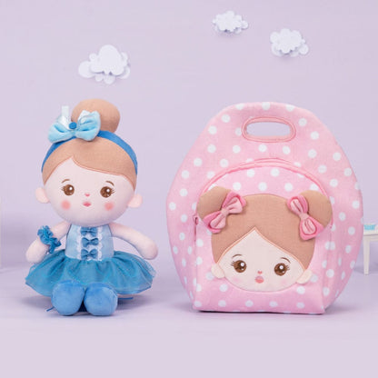 Puppenia Personalisierte Plüschpuppen mit Offenen Augen im Blauen Ballettrock Mit Lunchpaket🍱