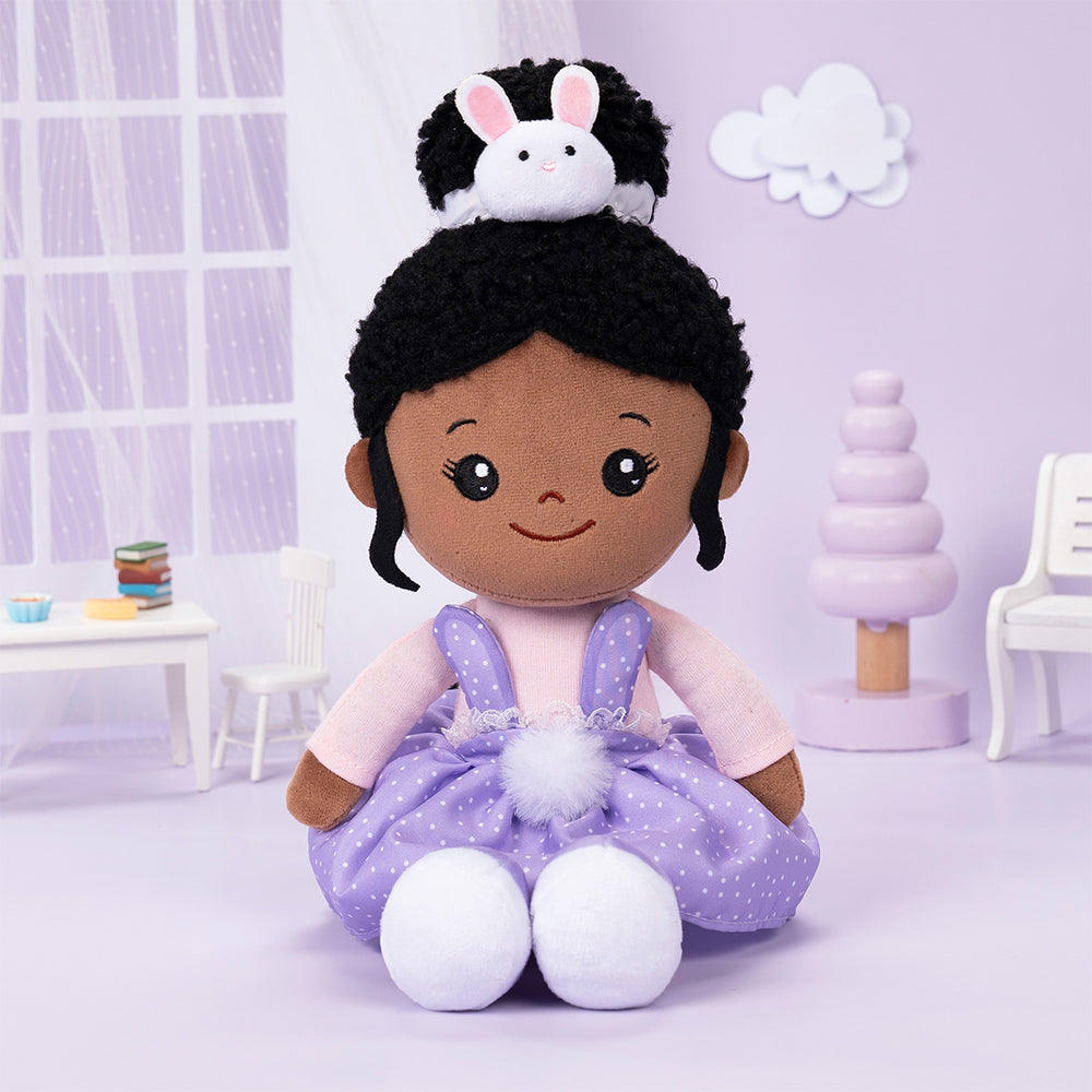 Tiefen Teint Personalisierte Plüschpuppen im Lila Häschen-Outfit