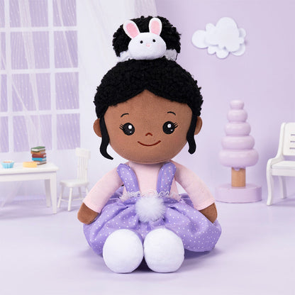 Tiefen Teint Personalisierte Plüschpuppen im Lila Häschen-Outfit
