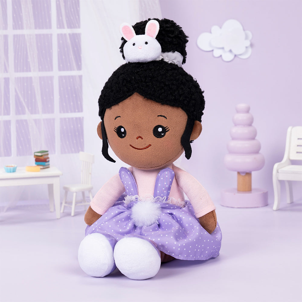 Tiefen Teint Personalisierte Plüschpuppen im Lila Häschen-Outfit