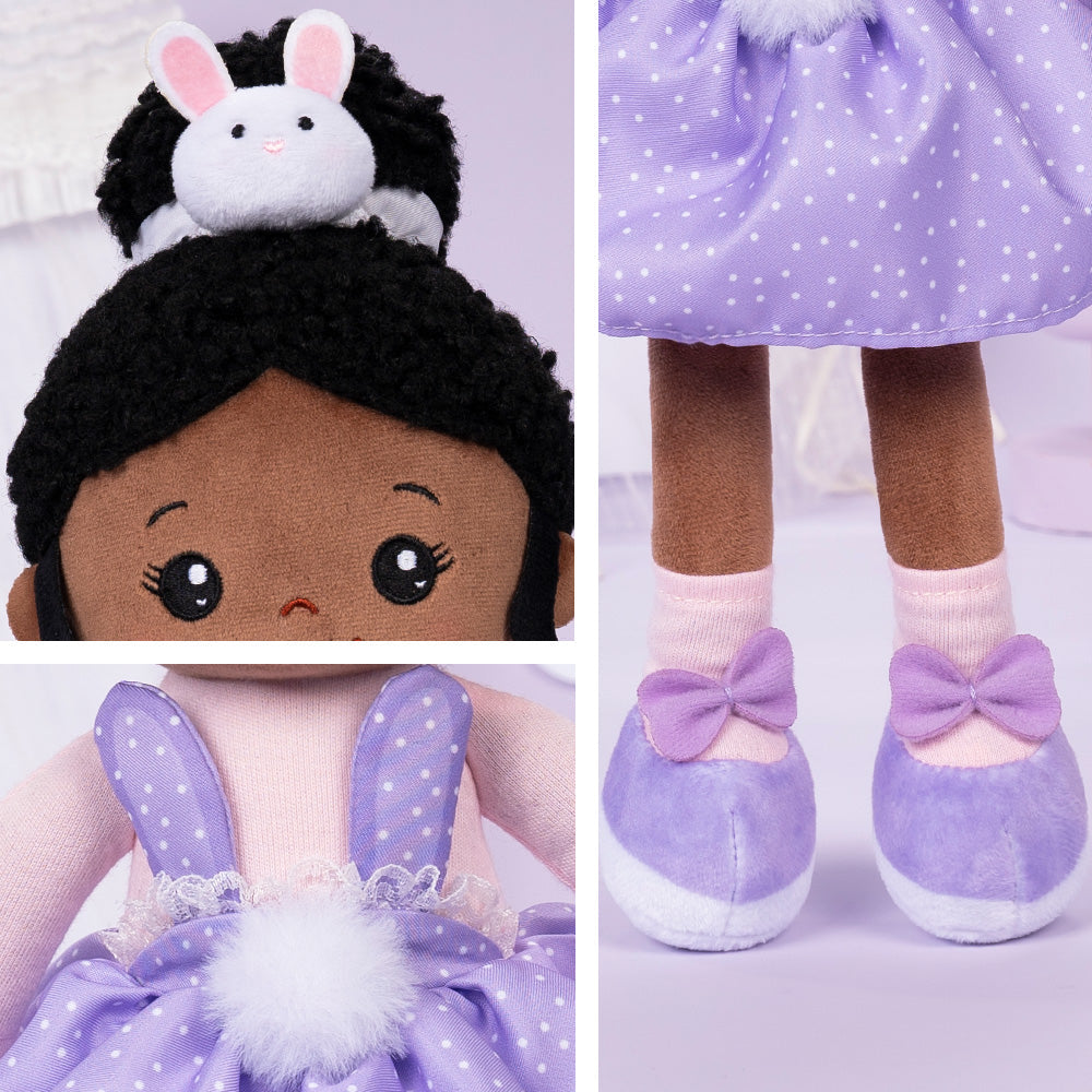 Tiefen Teint Personalisierte Plüschpuppen im Lila Häschen-Outfit