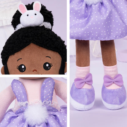 Tiefen Teint Personalisierte Plüschpuppen im Lila Häschen-Outfit