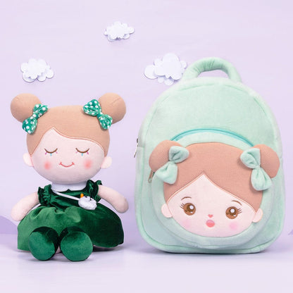 Personalizedoll Personalized Green Plush Baby Backpack With Green Iris