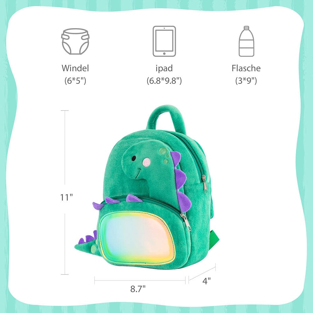 OUOZZZ Personalisierter Plüschrucksack Grüner Dinosaurier