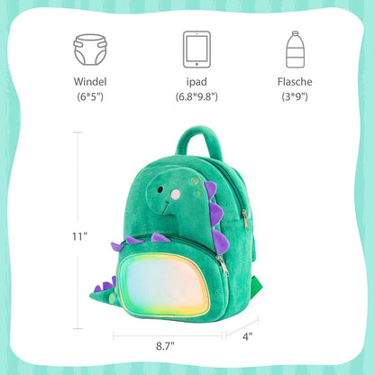OUOZZZ Personalisierter Plüschrucksack Grüner Dinosaurier